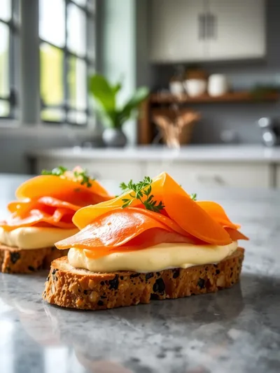 Smoked Salmon Crostini With Egg‑Cheddar Mousse