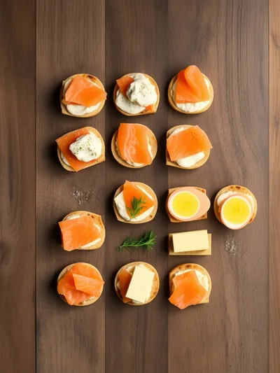 Smoked Salmon Crostini With Egg‑Cheddar Mousse - ingredients preparation