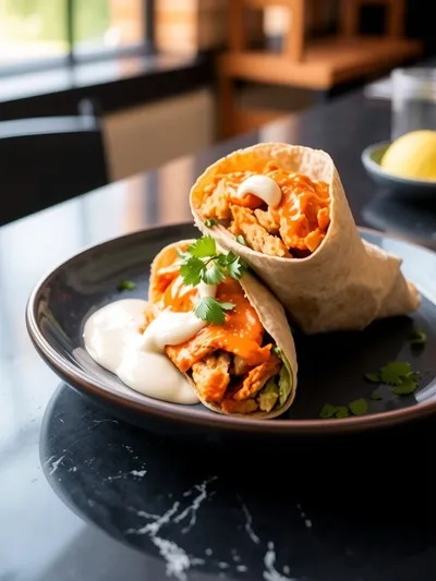 Spicy Buffalo Chicken Wraps for Two - ready to serve