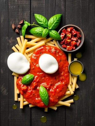 Spicy Burrata Rigatoni Recipe - ingredients preparation