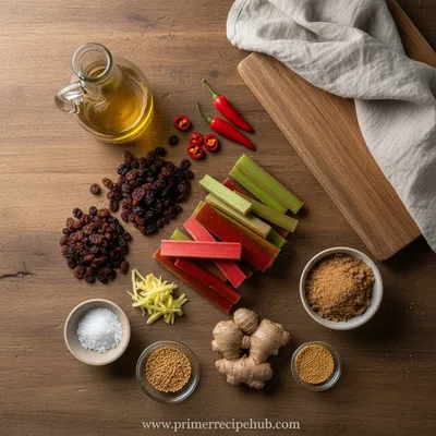 Spicy Rhubarb Chutney with Raisins - cooking process