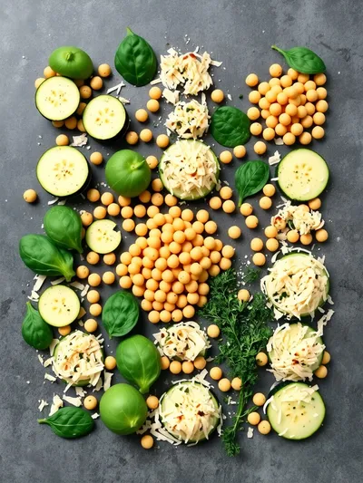 Spinach Zucchini Chickpea Bake - ingredients preparation