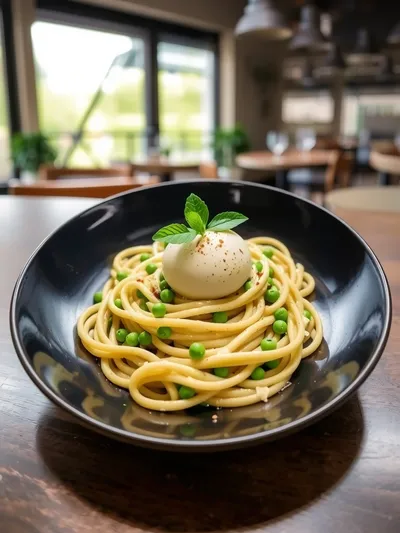 Spring Pasta with Leek and Pea Sauce - cooking process