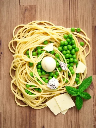 Spring Pasta with Leek and Pea Sauce - ingredients preparation