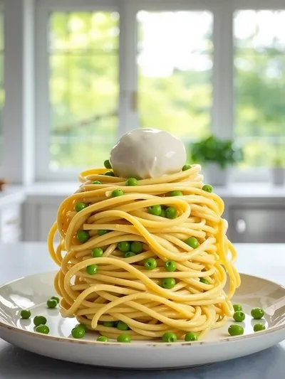 Spring Pasta with Leek and Pea Sauce