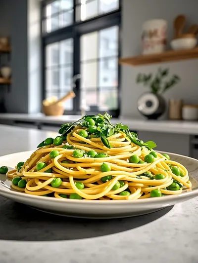 Spring Pea and Garden Herb Fettuccine