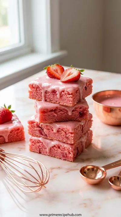 Strawberry Brownies with Creamy Frosting