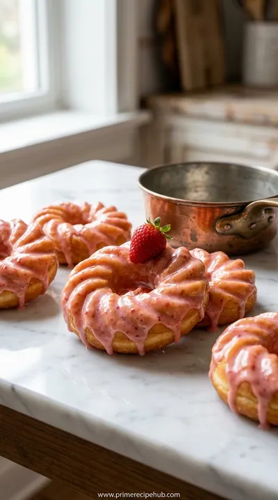 Strawberry Glazed French Crullers