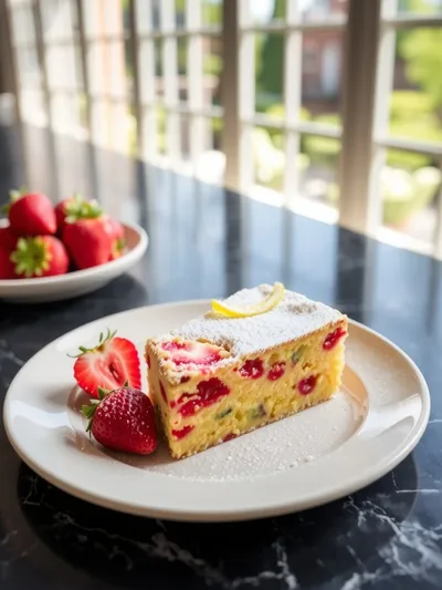 Strawberry Lemon Blondies - ready to serve