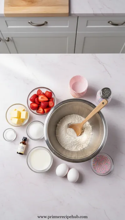 Strawberry Milkshake Cupcakes - cooking process