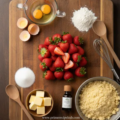 Fresh Strawberry Shortcake Bars With Buttery Crust - ingredients preparation