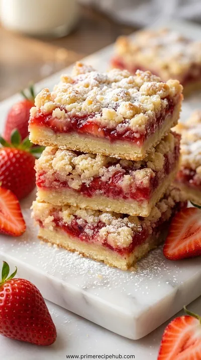 Fresh Strawberry Shortcake Bars With Buttery Crust