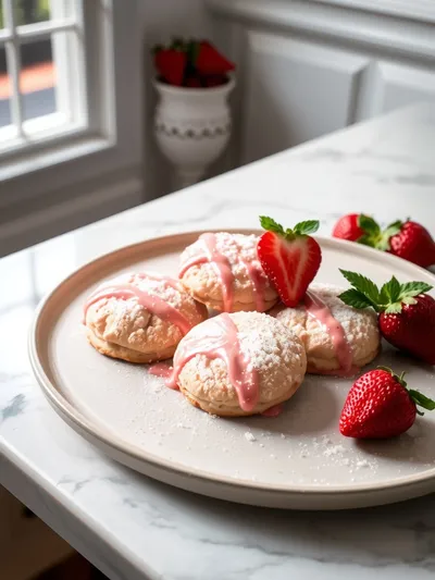 Strawberry Sugar Cookies with Sparkling Sugar - ready to serve