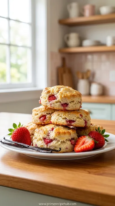 Quick Strawberry Vanilla Bean Scones