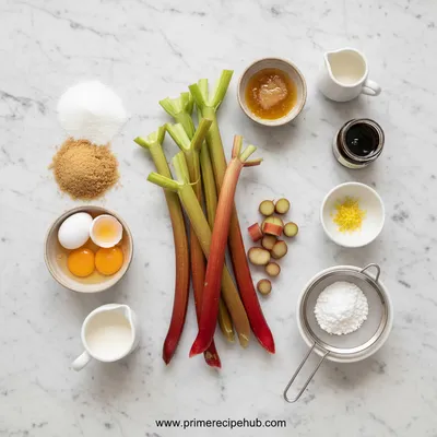 Sweet Rhubarb Custard Tart - ingredients preparation