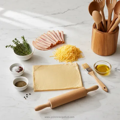 Turkey and Cheese Puff Pastry Pinwheels - cooking process
