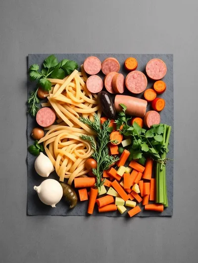 Turkey Sausage Pasta Soup - ingredients preparation