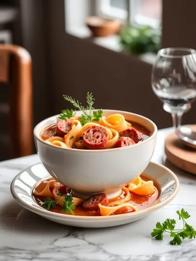 Turkey Sausage Pasta Soup - cooking process