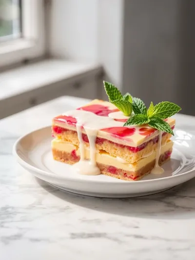 Vanilla Rhubarb Custard Bars – Easy Dessert Recipe - cooking process
