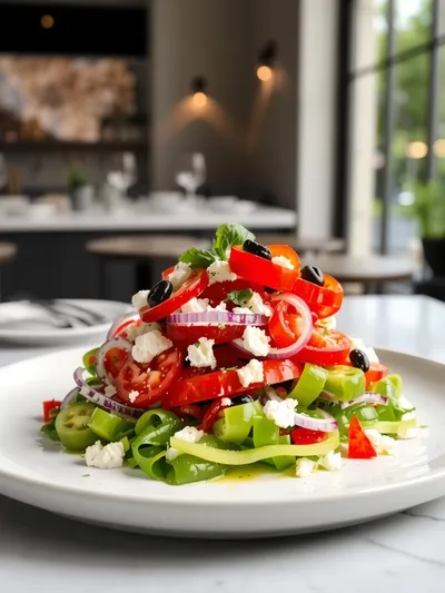 Vegan Greek Salad - ready to serve
