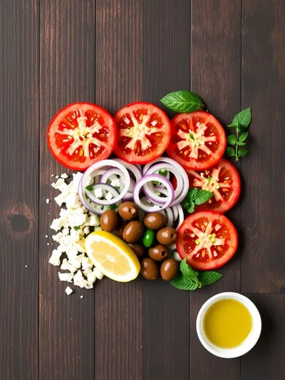 Vegan Greek Salad - ingredients preparation