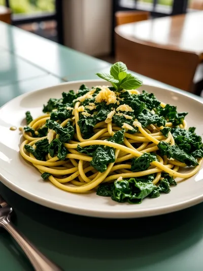 Vegan Pesto Pasta with Kale - ready to serve