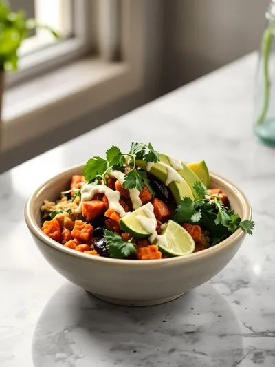 Vegan Sweet Potato Burrito Bowl – Easy Healthy Recipe - cooking process