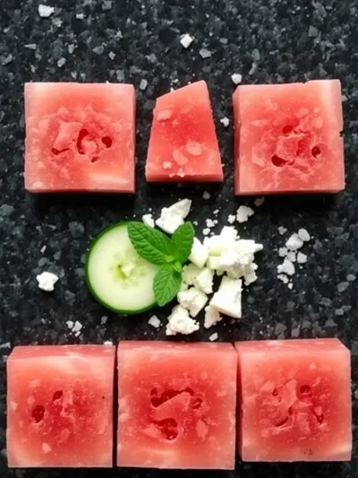 Simple Watermelon Cucumber Feta Salad - ingredients preparation
