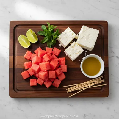 Watermelon Feta Skewers – Fresh Summer Appetizer - cooking process
