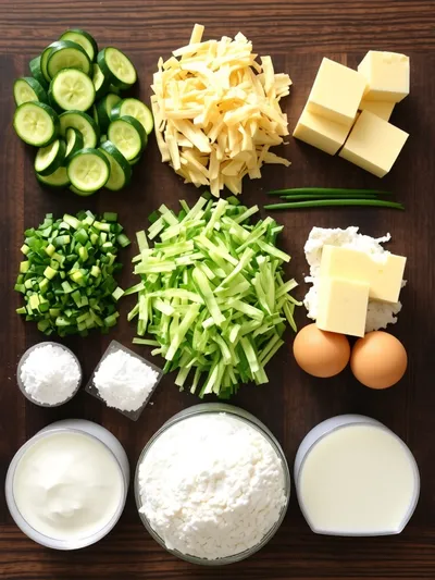 Zucchini Cheddar Cheese & Chive Buttermilk Quick Bread - ingredients preparation