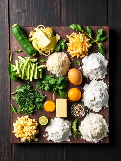 Zucchini Cheddar Herb Bread - ingredients preparation