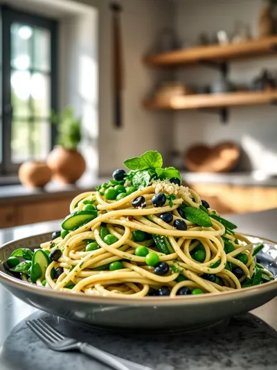 Zucchini Ricotta Summer Pasta With Peas