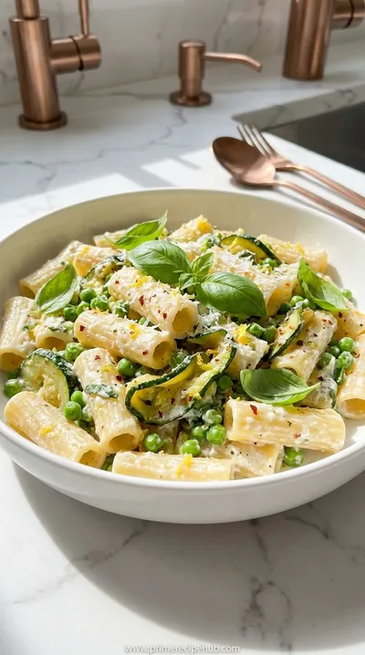 Zucchini Ricotta Summer Pasta With Peas