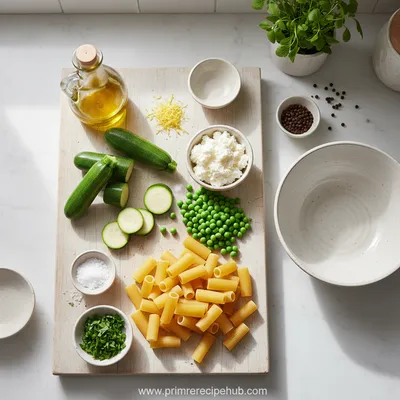 Zucchini Ricotta Summer Pasta With Peas - cooking process